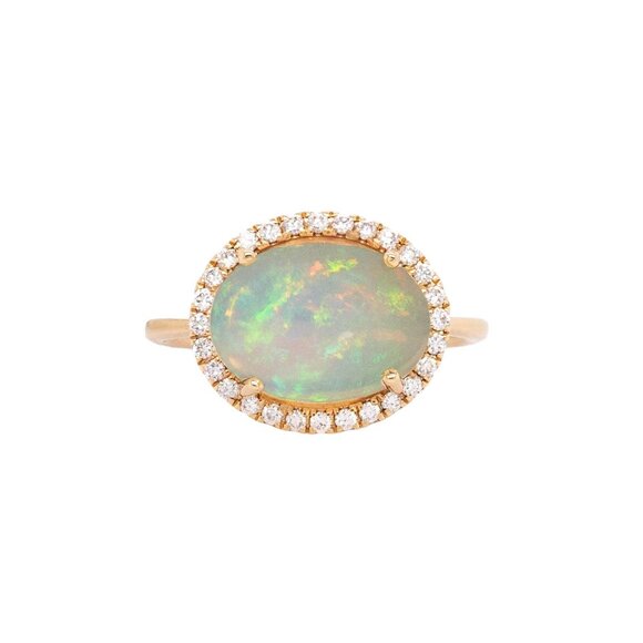 3.15cts Ethiopian Opal Ring in Solid 14K Gold with Natural Diamond Halo - Picture 1 of 8